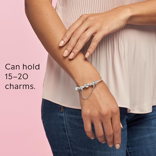 PANDORA Moments Heart Clasp Snake Chain Bracelet   Compatible Moments Charms   Gift for Her   Sterling Silver   With Gift Box