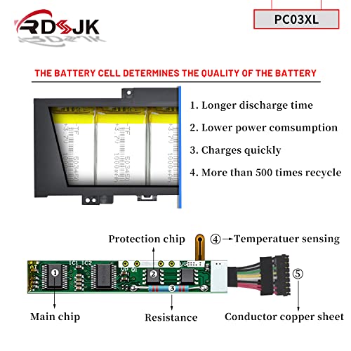 PC03XL Laptop Battery for HP Pavilion X360 14 14 DW 14 DY 14 DH 14 BA 14 CD 15 ER 14 DW0021NA 14 DY0003NS 14 DH0006TX 15 ER0125OD 15 ER0024NF HSTNN OB1W M24421 271 M24421 AC1 M24648 005 11 55V 43 3Wh