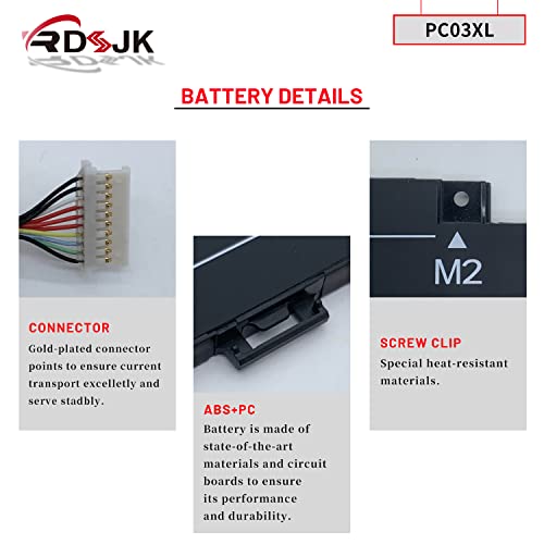PC03XL Laptop Battery for HP Pavilion X360 14 14 DW 14 DY 14 DH 14 BA 14 CD 15 ER 14 DW0021NA 14 DY0003NS 14 DH0006TX 15 ER0125OD 15 ER0024NF HSTNN OB1W M24421 271 M24421 AC1 M24648 005 11 55V 43 3Wh