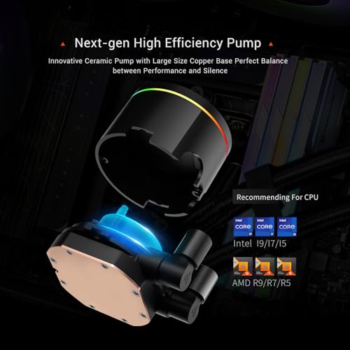 PCCOOLER ARGB CPU Cooler  360mm AIO Water Cooling with 120mm Silent ARGB Fans  Infinite Halo Lighting  Compatible with Intel LGA 115X/1200/1700/20XX & AMD AM4/AM5 CPS DA360 Pro 