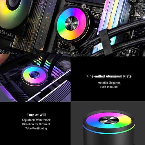 PCCOOLER ARGB CPU Cooler  360mm AIO Water Cooling with 120mm Silent ARGB Fans  Infinite Halo Lighting  Compatible with Intel LGA 115X/1200/1700/20XX & AMD AM4/AM5 CPS DA360 Pro 