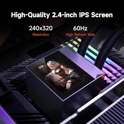 PCCOOLER CPU Cooler  360mm AIO Liquid Cooling  High Performance Pump  2 4  IPS Display  CPS ARGB Water Cooling with Quiet F5 R120 Fans DC360 White 
