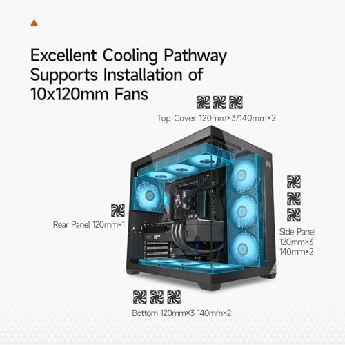 PCCOOLER PC Case ATX Mid Tower  Tempered Glass & Mesh Front  High Airflow  E ATX/ATX/Micro ATX/ITX Support  360mm Radiator Support  Tool Free Design   Black  C3T700 No Fans Included 