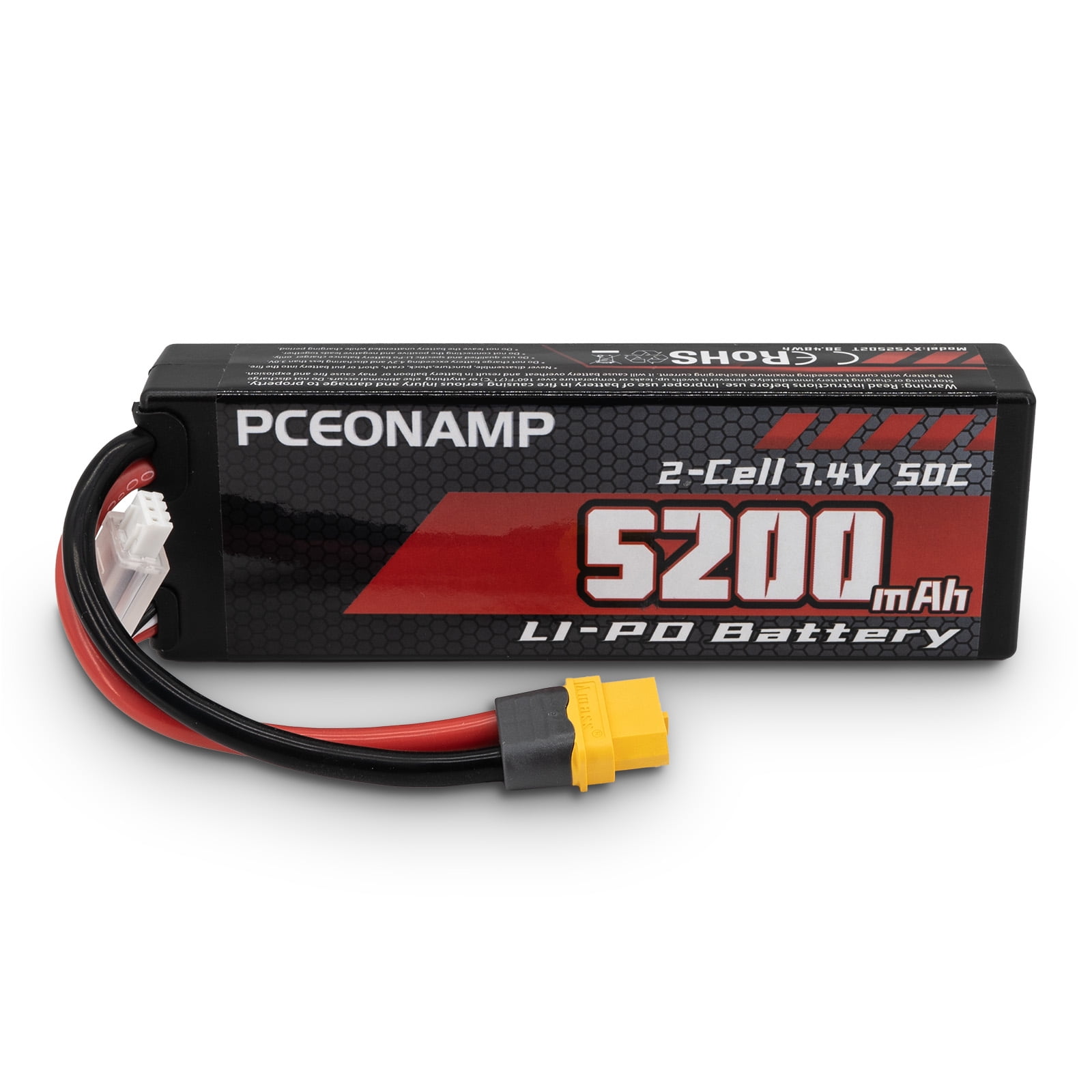 PCEONAMP  5200mAh 2S Lipo Battery 7 4V  Battery with XT60 Plug Hard Case fit for 1/8 1/10 RC Vehicles Car Slash RC Buggy Truggy RC Airplane UAV Drone