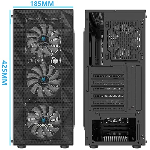 PC Case Pre Install 4 RGB Fans  ATX Gaming Computer Case with Diamond Shaped Mesh Front & Tempered Glass Side Panel  USB 3 0 Airflow Mid Tower case 621