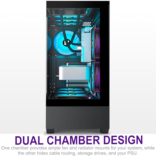 PC Case   Pre Installed 6 PWM ARGB Fan  ATX Mid Tower Gaming PC Case Type C  FOIFKIN  Black  F1 