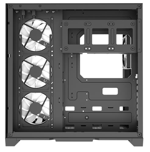 PC Gaming ATX Case Iceberg Crystal Edge Full Panoramic View Three Sides Tempered Glass Window with Seven high Performance Fans aRGB  Black 