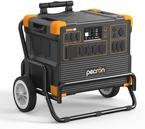 PECRON Portable Power Station 3072Wh E3600LFP with Trolley  5x3600W AC Outlets Power Station  LiFePO4 Battery Backup Expanded to 15 36KWh  Solar Generator for Home Use  RV  Camping  CPAP  Emergency