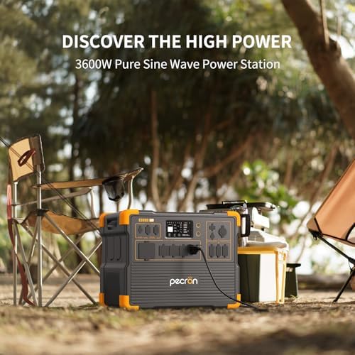 PECRON Portable Power Station 3072Wh E3600LFP with Trolley  5x3600W AC Outlets Power Station  LiFePO4 Battery Backup Expanded to 15 36KWh  Solar Generator for Home Use  RV  Camping  CPAP  Emergency