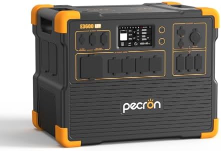 PECRON Portable Power Station 3072Wh E3600LFP with Trolley  5x3600W AC Outlets Power Station  LiFePO4 Battery Backup Expanded to 15 36KWh  Solar Generator for Home Use  RV  Camping  CPAP  Emergency
