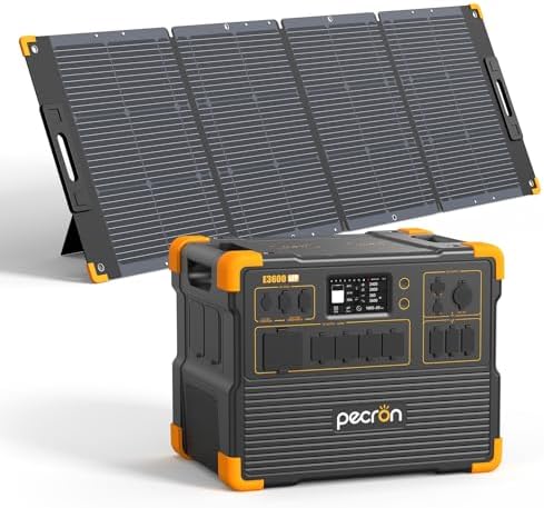 PECRON Portable Power Station 3072Wh E3600LFP with Trolley  5x3600W AC Outlets Power Station  LiFePO4 Battery Backup Expanded to 15 36KWh  Solar Generator for Home Use  RV  Camping  CPAP  Emergency