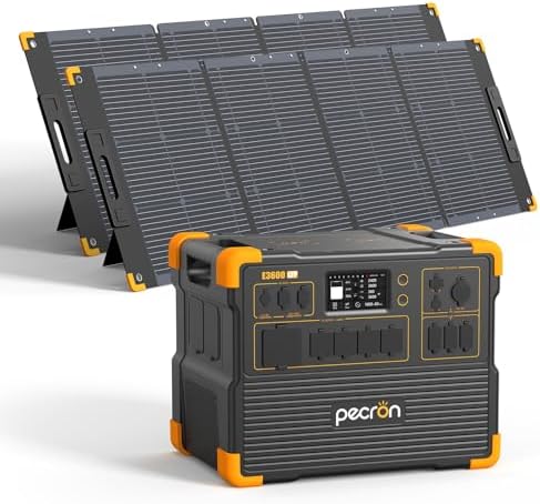 PECRON Portable Power Station 3072Wh E3600LFP with Trolley  5x3600W AC Outlets Power Station  LiFePO4 Battery Backup Expanded to 15 36KWh  Solar Generator for Home Use  RV  Camping  CPAP  Emergency