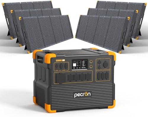 PECRON Portable Power Station 3072Wh E3600LFP with Trolley  5x3600W AC Outlets Power Station  LiFePO4 Battery Backup Expanded to 15 36KWh  Solar Generator for Home Use  RV  Camping  CPAP  Emergency