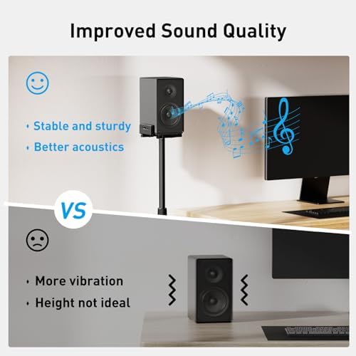 PERLESMITH Universal Speaker Stands for Surround Sound  Height Adjustable Extend 33 3 to 45 1   Floor Speaker Stand for Satellite & Studio & Bookshelf Speakers up to 11LBS 1 Pair Black  PSSS2