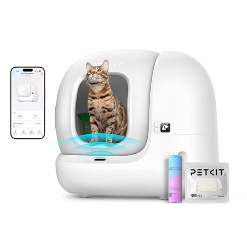 PETKIT PuraMax 2 Automatic Self Cleaning Cat Litter Box  App Control Scoop Free Litter Box with Safety Sensors  Odor Free & Anti Leakage Basic Bundle Includes Trash Bags 2 4G WiFi & Low Entrance