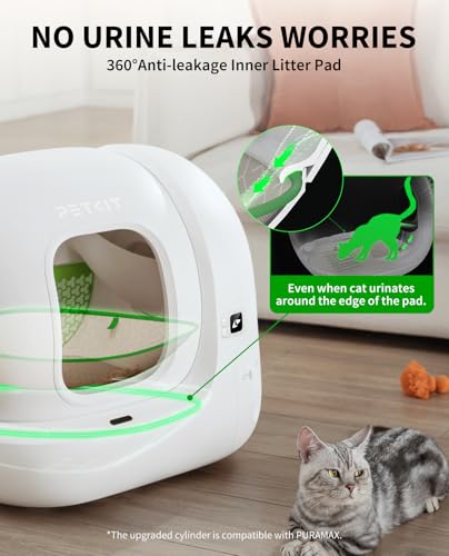PETKIT PuraMax 2 Automatic Self Cleaning Litter Box  Anti Leakage Multi Cat Compatible Smart Cats Litter Box  Safety Sensors App Control Include Triple Odor Removal Litter Mat Trash Bags