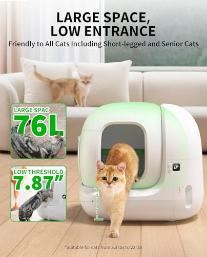 PETKIT PuraMax 2 Automatic Self Cleaning Litter Box  Anti Leakage Multi Cat Compatible Smart Cats Litter Box  Safety Sensors App Control Include Triple Odor Removal Litter Mat Trash Bags