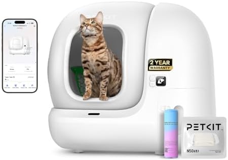 PETKIT PuraMax 2 - Arenero automático para gatos con autolimpieza, control por aplicación con sensores de seguridad, sin olores y anti-fugas. El paquete básico incluye bolsas de basura, WiFi de 2.4G y