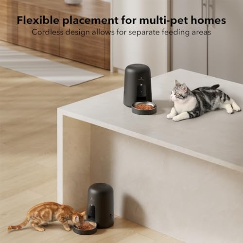 PETLIBRO Automatic Cat Feeder  Wi Fi Rechargeable Cats Food Dispenser Battery Operated with 30 Day Life  AIR 2 4G Wi Fi Timed Pet Feeder for Cats & Dogs  2L Auto Cat Feeder  Black