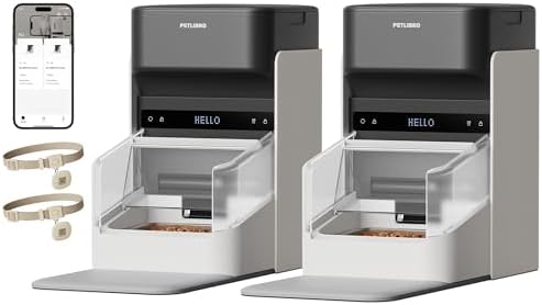 PETLIBRO Automatic Cat Feeders for 2 Cats  RFID Collar Tag for Exclusive Meals  Cats Recognition to Stop Food Stealing  Diet Tracking for Multi Pet Homes and Different Diets  Pet Feeder Pack of 2