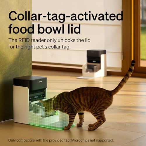 PETLIBRO Automatic Cat Feeders for 2 Cats  RFID Collar Tag for Exclusive Meals  Cats Recognition to Stop Food Stealing  Diet Tracking for Multi Pet Homes and Different Diets  Pet Feeder Pack of 2