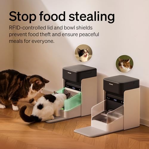 PETLIBRO Automatic Cat Feeders for 2 Cats  RFID Collar Tag for Exclusive Meals  Cats Recognition to Stop Food Stealing  Diet Tracking for Multi Pet Homes and Different Diets  Pet Feeder Pack of 2