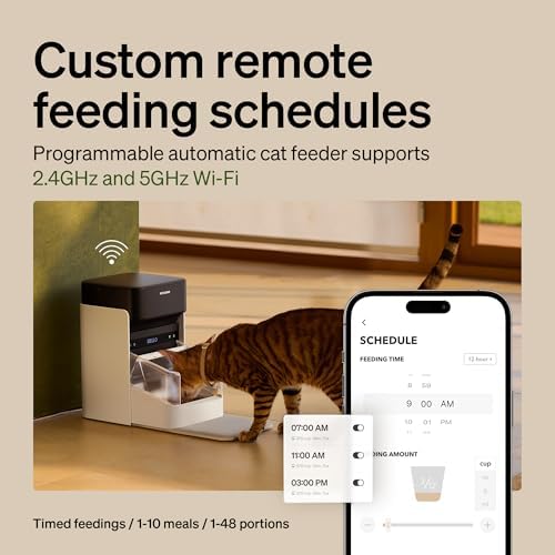 PETLIBRO Automatic Cat Feeders for 2 Cats  RFID Collar Tag for Exclusive Meals  Cats Recognition to Stop Food Stealing  Diet Tracking for Multi Pet Homes and Different Diets  Pet Feeder Pack of 2