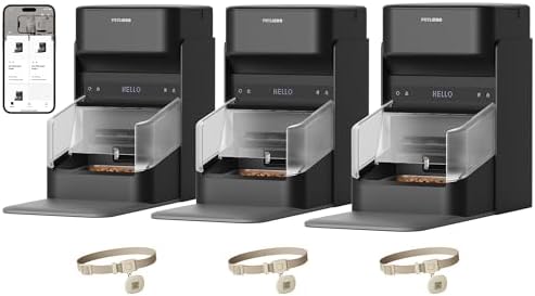 PETLIBRO Automatic Cat Feeders for 2 Cats  RFID Collar Tag for Exclusive Meals  Cats Recognition to Stop Food Stealing  Diet Tracking for Multi Pet Homes and Different Diets  Pet Feeder Pack of 2