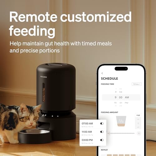 PETLIBRO Automatic Cat Feeder  5G WiFi Automatic Dog Food Dispenser with Freshness Preservation  5L Timed Pet Feeder with Low Food Sensor  Up to 10 Meals Per Day  Granary Black