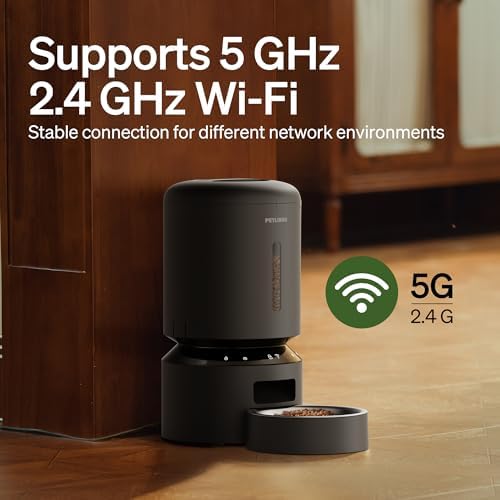 PETLIBRO Automatic Cat Feeder  5G WiFi Automatic Dog Food Dispenser with Freshness Preservation  5L Timed Pet Feeder with Low Food Sensor  Up to 10 Meals Per Day  Granary Black