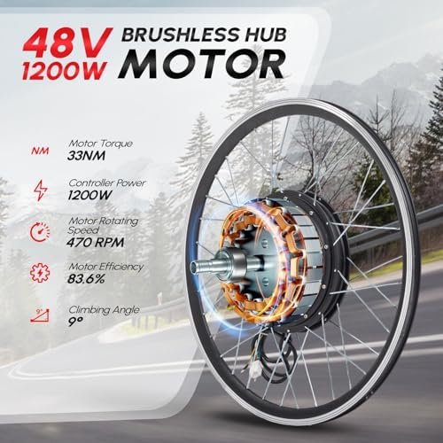 PEXMOR Electric Bike Conversion Kit  48V 1200W 26 Front/Rear Wheel E Bike Conversion Kit with 3 Mode Controller  PAS  LCD Display  Twist Throttle