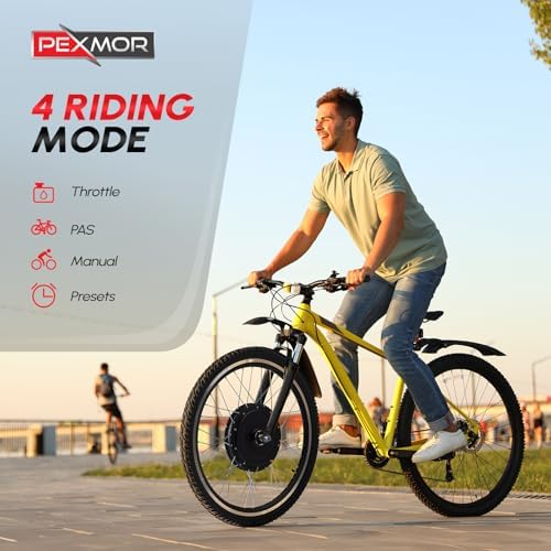 PEXMOR Electric Bike Conversion Kit  48V 1200W 26 Front/Rear Wheel E Bike Conversion Kit with 3 Mode Controller  PAS  LCD Display  Twist Throttle