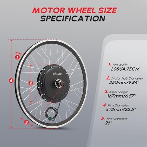 PEXMOR Electric Bike Conversion Kit  48V 1200W 26 Front/Rear Wheel E Bike Conversion Kit with 3 Mode Controller  PAS  LCD Display  Twist Throttle