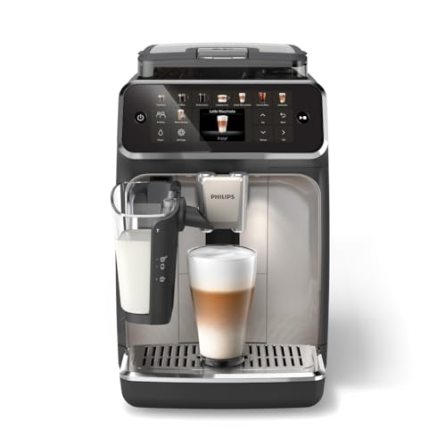 PHILIPS Serie 5500 Máquina de café espresso totalmente automática, sistema de leche LatteGo, molinillo integrado, 20 preajustes de café caliente y helado, inicio rápido, SilentBrew, presión de 15
