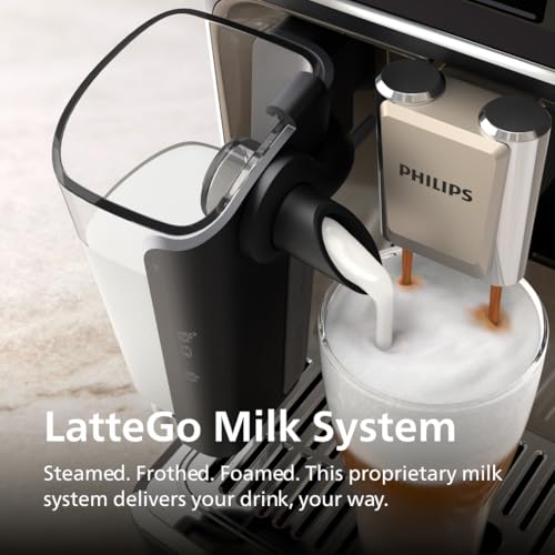PHILIPS Serie 5500 Máquina de café espresso totalmente automática, sistema de leche LatteGo, molinillo integrado, 20 preajustes de café caliente y helado, inicio rápido, SilentBrew, presión de 15