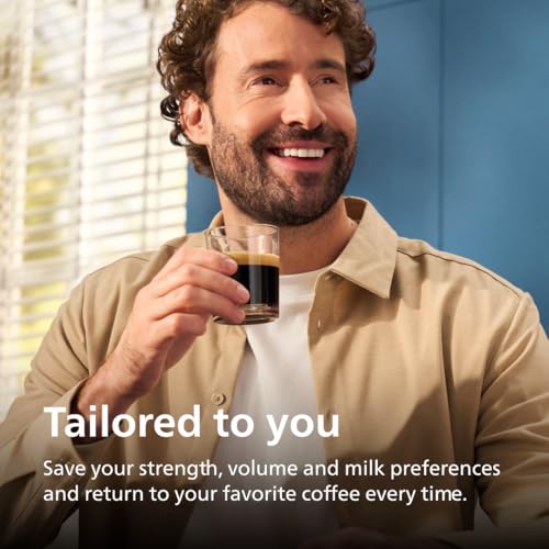 PHILIPS Serie 5500 Máquina de café espresso totalmente automática, sistema de leche LatteGo, molinillo integrado, 20 preajustes de café caliente y helado, inicio rápido, SilentBrew, presión de 15