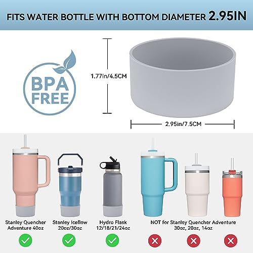PICcircuit 2PCS for Stanley Boot  Silicone Bottom for Quencher Adventure 40oz 30oz IceFlow 20oz 30oz Bottle&for Hydroflask Tumbler 12 24oz for Stanley Cup Accessories Avoid Scratches&Noise