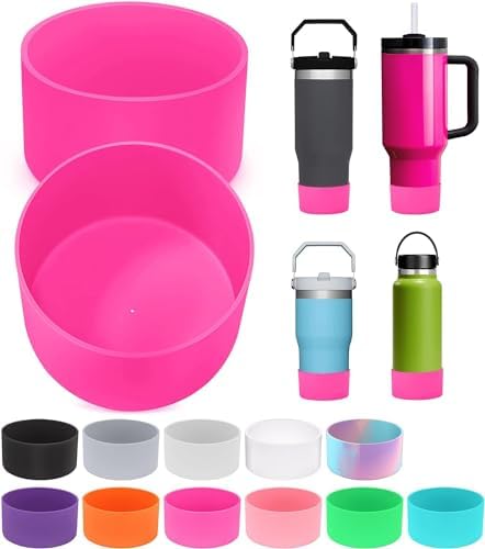 PICcircuit 2PCS for Stanley Boot  Silicone Bottom for Quencher Adventure 40oz 30oz IceFlow 20oz 30oz Bottle&for Hydroflask Tumbler 12 24oz for Stanley Cup Accessories Avoid Scratches&Noise
