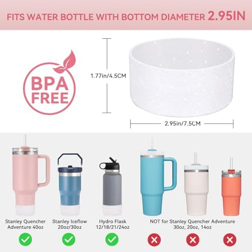 PICcircuit 2PCS for Stanley Boot  Silicone Bottom for Quencher Adventure 40oz 30oz IceFlow 20oz 30oz Bottle&for Hydroflask Tumbler 12 24oz for Stanley Cup Accessories Avoid Scratches&Noise