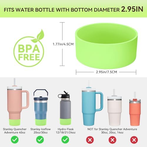PICcircuit 2PCS for Stanley Boot  Silicone Bottom for Quencher Adventure 40oz 30oz IceFlow 20oz 30oz Bottle&for Hydroflask Tumbler 12 24oz for Stanley Cup Accessories Avoid Scratches&Noise