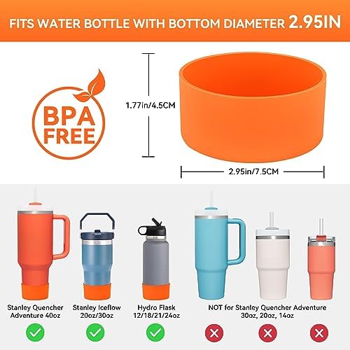 PICcircuit 2PCS for Stanley Boot  Silicone Bottom for Quencher Adventure 40oz 30oz IceFlow 20oz 30oz Bottle&for Hydroflask Tumbler 12 24oz for Stanley Cup Accessories Avoid Scratches&Noise