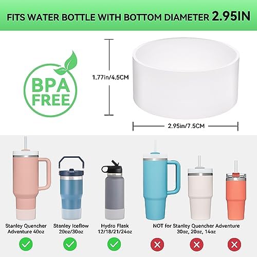 PICcircuit 2PCS for Stanley Boot  Silicone Bottom for Quencher Adventure 40oz 30oz IceFlow 20oz 30oz Bottle&for Hydroflask Tumbler 12 24oz for Stanley Cup Accessories Avoid Scratches&Noise