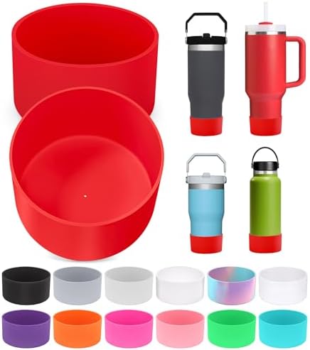 PICcircuit 2PCS for Stanley Boot  Silicone Bottom for Quencher Adventure 40oz 30oz IceFlow 20oz 30oz Bottle&for Hydroflask Tumbler 12 24oz for Stanley Cup Accessories Avoid Scratches&Noise