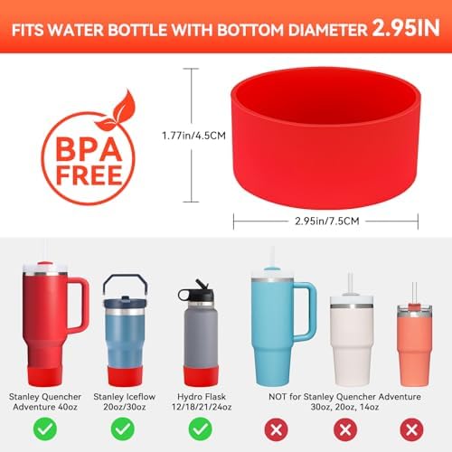 PICcircuit 2PCS for Stanley Boot  Silicone Bottom for Quencher Adventure 40oz 30oz IceFlow 20oz 30oz Bottle&for Hydroflask Tumbler 12 24oz for Stanley Cup Accessories Avoid Scratches&Noise