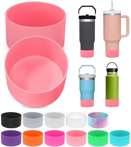 PICcircuit 2PCS for Stanley Boot  Silicone Bottom for Quencher Adventure 40oz 30oz IceFlow 20oz 30oz Bottle&for Hydroflask Tumbler 12 24oz for Stanley Cup Accessories Avoid Scratches&Noise