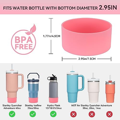 PICcircuit 2PCS for Stanley Boot  Silicone Bottom for Quencher Adventure 40oz 30oz IceFlow 20oz 30oz Bottle&for Hydroflask Tumbler 12 24oz for Stanley Cup Accessories Avoid Scratches&Noise