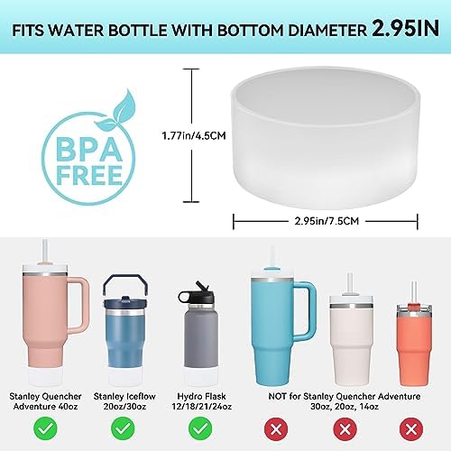 PICcircuit 2PCS for Stanley Boot  Silicone Bottom for Quencher Adventure 40oz 30oz IceFlow 20oz 30oz Bottle&for Hydroflask Tumbler 12 24oz for Stanley Cup Accessories Avoid Scratches&Noise