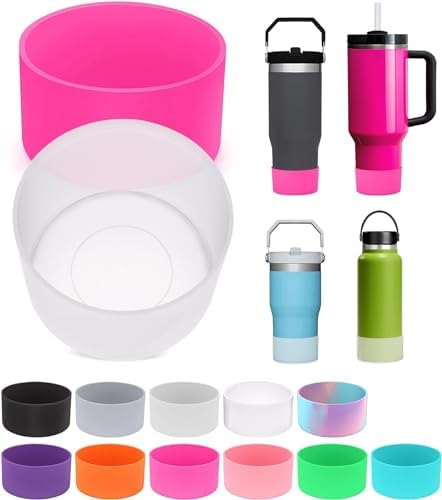 PICcircuit 2PCS for Stanley Boot  Silicone Bottom for Quencher Adventure 40oz 30oz IceFlow 20oz 30oz Bottle&for Hydroflask Tumbler 12 24oz for Stanley Cup Accessories Avoid Scratches&Noise