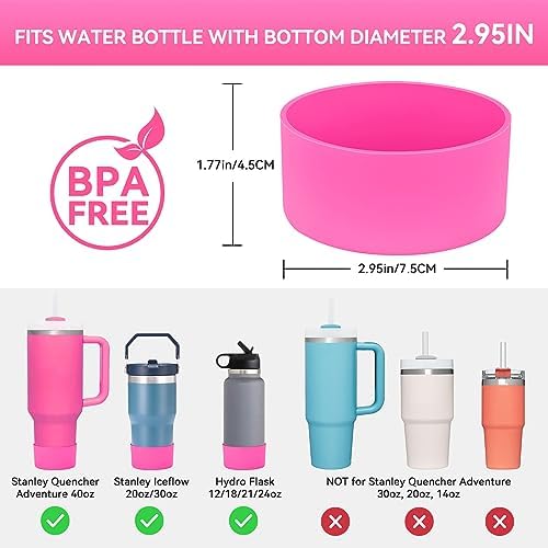 PICcircuit 2PCS for Stanley Boot  Silicone Bottom for Quencher Adventure 40oz 30oz IceFlow 20oz 30oz Bottle&for Hydroflask Tumbler 12 24oz for Stanley Cup Accessories Avoid Scratches&Noise