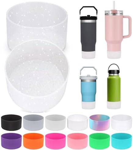 PICcircuit 2PCS for Stanley Boot  Silicone Bottom for Quencher Adventure 40oz 30oz IceFlow 20oz 30oz Bottle&for Hydroflask Tumbler 12 24oz for Stanley Cup Accessories Avoid Scratches&Noise